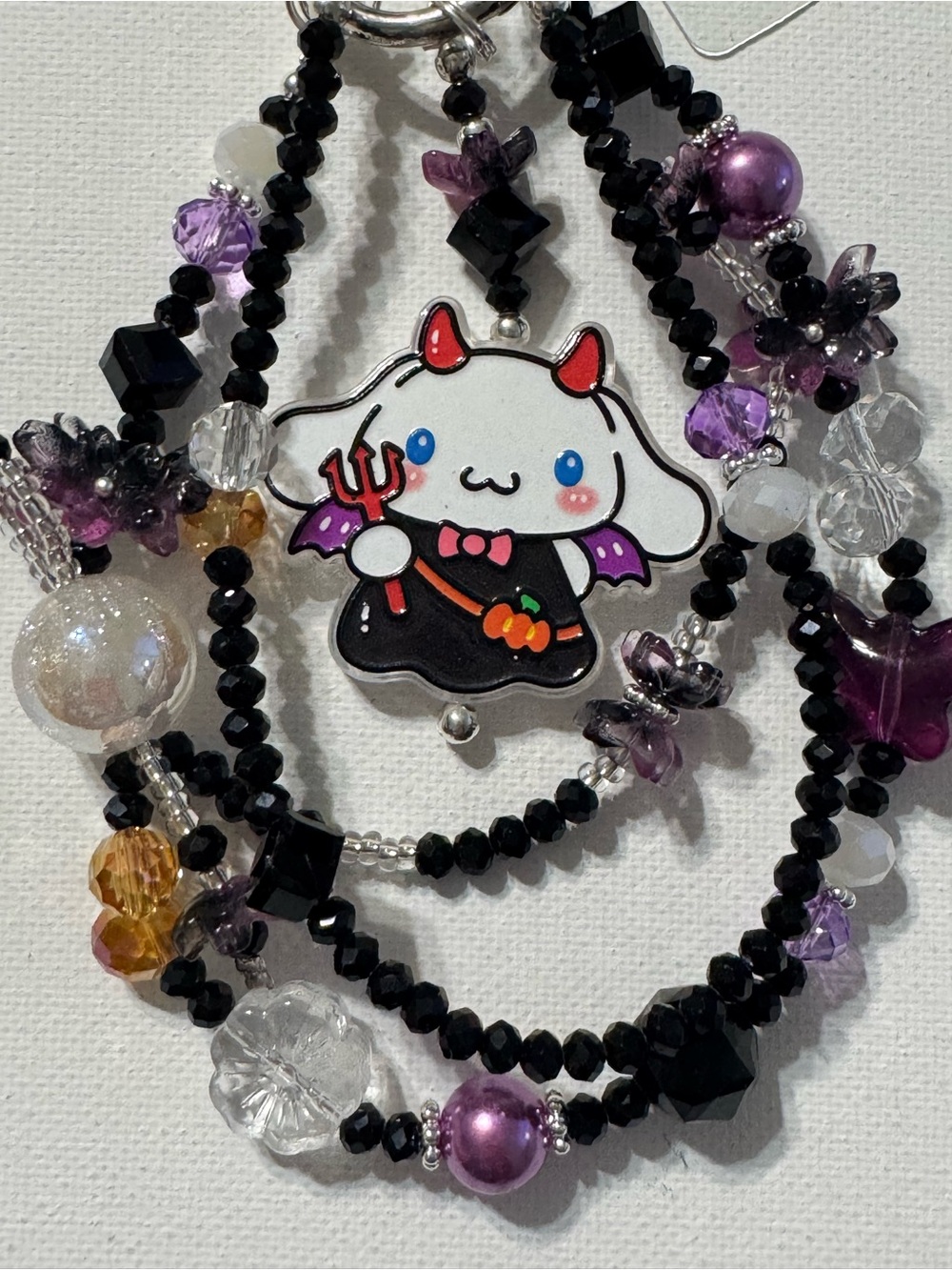 Cute Devil Bunny Kids Necklace - Purple & Black